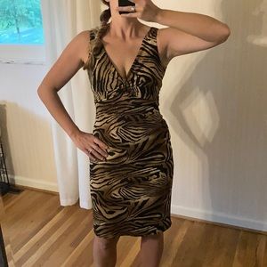 Cache Tiger Print Cocktail Dress